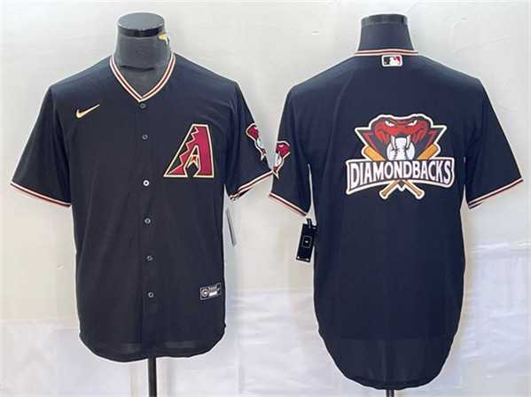 Men%27s Arizona Diamondbacks Black Team Big Logo Cool Base Stitched Baseball Jersey